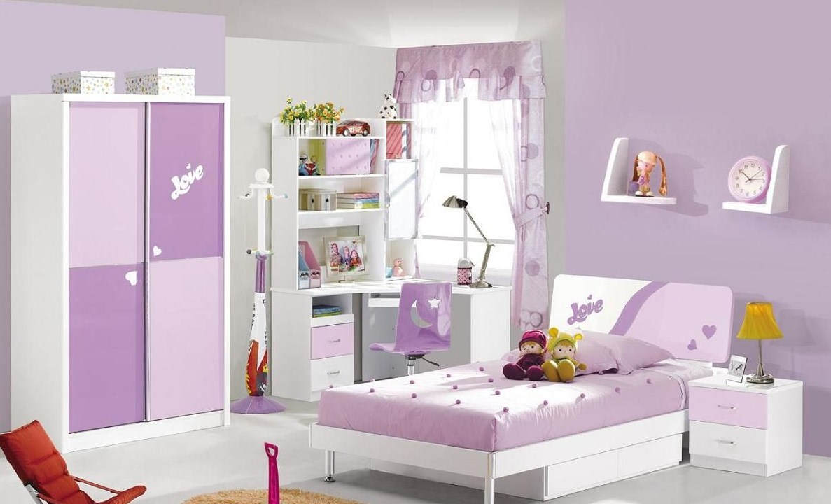 set kamar anak perempuan ungu