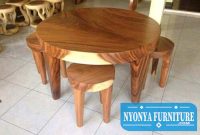 meja makan bundar kayu utuh