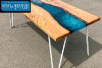 Meja makan kayu Resin keren