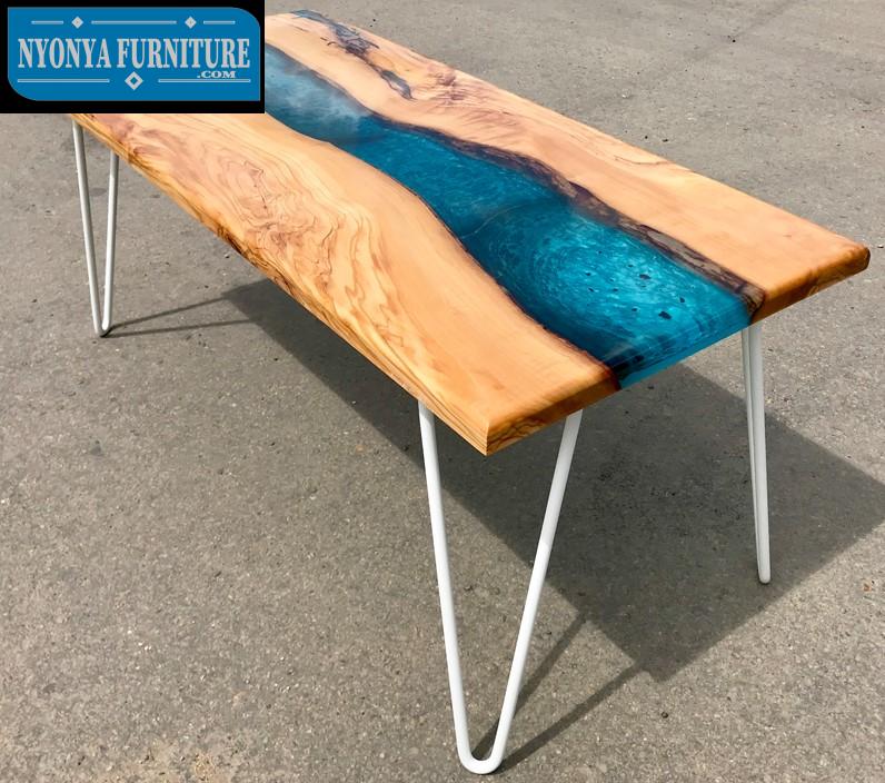 Meja makan kayu Resin keren