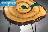Meja resin batang bergelombang