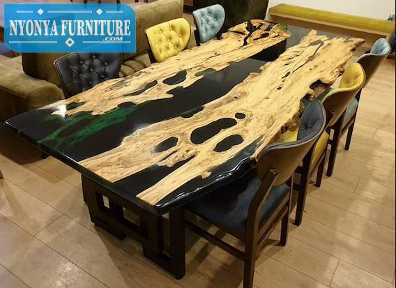 Meja resin black wood