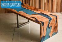 Meja resin kaki besi kayu