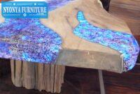 Meja trembesi light biru ungu