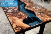 Meja trembesi meja biru laut