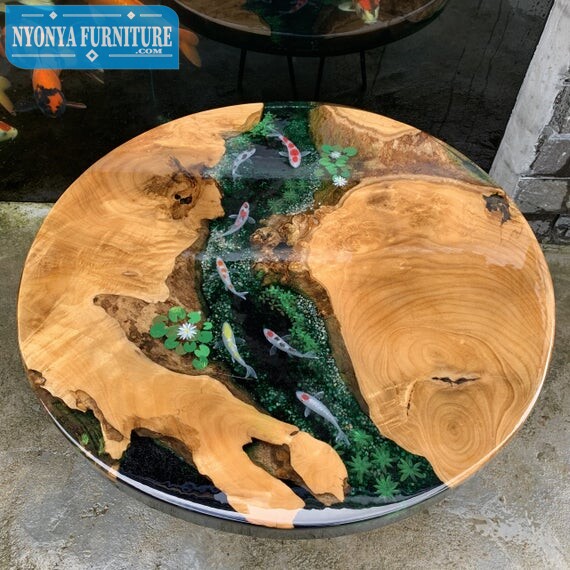 KOI FISH RIVER RESIN TABLE