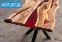 Resin suar meja dark red velved
