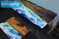 Meja ombak resin wood