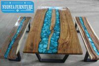 Meja resin shell blue