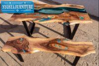 Meja unik hijau biru resin