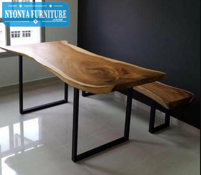 Meja+kursi kayu alami